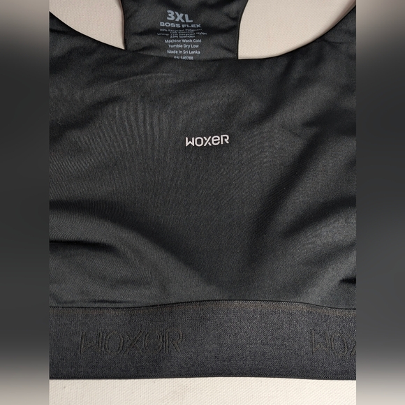 Woxer Boss Flex Black Crop top Sports Bra Logo Print Size 3XL Gym Active Yoga - Picture 6 of 9
